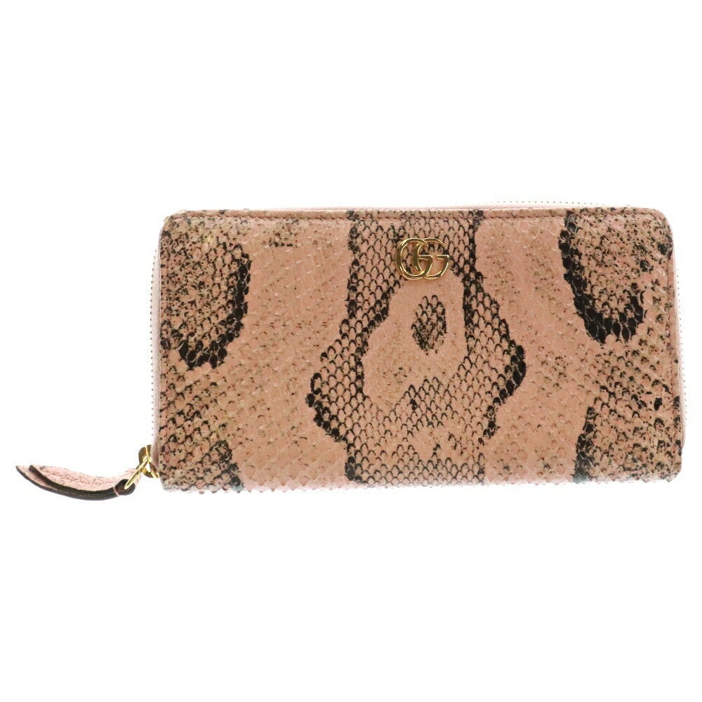 Gucci Python Leather Zip Wallet Gg Long Pink Marm… - image 1